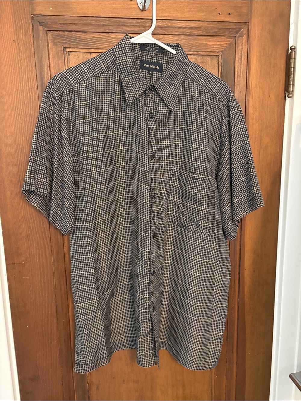 Men's Short-Sleeve Check Shirt in Black and White